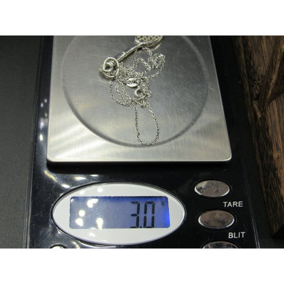 18" Sterling Silver Racket Pendant Necklace Vintage Minimalist Everyday Simple - Picture 7 of 7